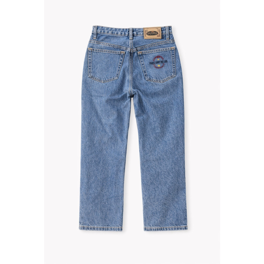 Paris Sport Club Vintage Jeans Sz 7 26x29 Classic Blue Denim Embroidered Pocket